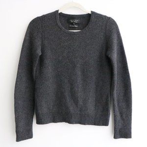 Rag & Bone Size XS 100% Italian Cashmere Gray Sweater with Black Suede Elbow Pad